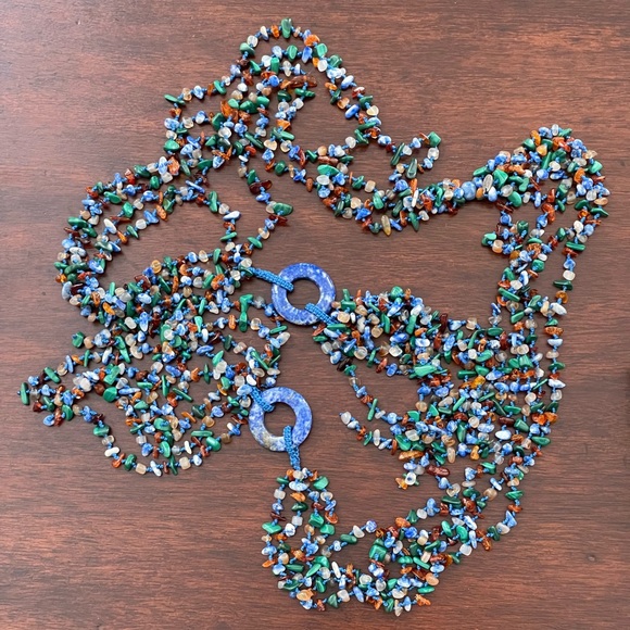 Sajen designer hand knotted multi gem sterling silver necklace - Picture 7 of 10